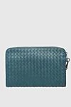 Bottega Veneta Men's clutch bag made of genuine leather green - Weaving. 100% genuine leather. Closure: Zipper. 4 compartment. Country of manufacture: Italy. Care: specialized cleaning - photo 1