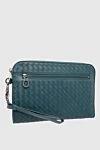 Bottega Veneta Men's clutch bag made of genuine leather green - Weaving. 100% genuine leather. Closure: Zipper. 4 compartment. Country of manufacture: Italy. Care: specialized cleaning - photo 3