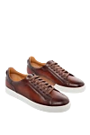 Magnanni Brown leather sneakers for men - contrast sole. 100% genuine leather. lacing. height 2 cm. Country of manufacture: Italy. Care: specialized cleaning - photo 3