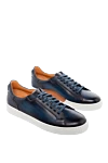 Magnanni Blue leather sneakers for men - contrast sole. 100% genuine leather. lacing. height 2 cm. Country of manufacture: Italy. Care: specialized cleaning - photo 3