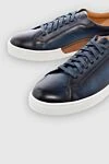 Magnanni Blue leather sneakers for men - contrast sole. 100% genuine leather. lacing. height 2 cm. Country of manufacture: Italy. Care: specialized cleaning - photo 5