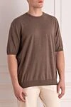 Cesare di Napoli Cotton short sleeve jumper brown for men - Short sleeve. 100% cotton. Country of manufacture: Italy. Care: specialized cleaning - photo 3