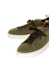 Santoni Green leather and textile sneakers for men - logo, contrast sole. 30% leather 70% textile. lacing. Country of manufacture: Italy. Care: specialized cleaning - photo 5