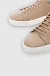 Santoni Beige leather sneakers for men - logo, contrast sole. 100% genuine leather. lacing. Country of manufacture: Italy. Care: specialized cleaning - photo 5