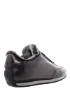 Gray leather sneakers for men Santoni - logo, contrast sole. fur lining. 100% genuine leather. lacing. Country of manufacture: Italy. Care: specialized cleaning - photo 4