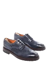 Santoni Blue leather and fur men's shoes - Perforation, fur inserts. 80% leather, 20% fur. Lace. Interior finish: Leather. Insole: Leather. Heel height: 2.5 cm. Other materials. Country of origin: Italy. Care: specialized cleaning - photo 3