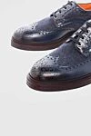 Santoni Blue leather and fur men's shoes - Perforation, fur inserts. 80% leather, 20% fur. Lace. Interior finish: Leather. Insole: Leather. Heel height: 2.5 cm. Other materials. Country of origin: Italy. Care: specialized cleaning - photo 5