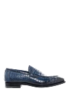 Santoni Blue crocodile leather loafers for men - contrast sole, textured leather. 100% crocodile skin. Country of manufacture: Italy. Care: specialized cleaning - photo 1