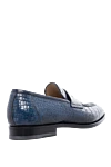 Blue crocodile leather loafers for men Santoni - contrast sole, textured leather. 100% crocodile skin. Country of manufacture: Italy. Care: specialized cleaning - photo 4