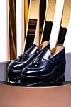 Black leather loafers for men Doucal`s - tassels. 100% leather. Country of manufacture: Italy. Care: specialized cleaning - photo 6