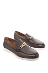 Doucal`s Brown leather loafers for men - perforation, contrasting sole, decorative lacing. 100% leather. Country of origin: Italy. Care: specialized cleaning - photo 3