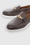 Doucal`s Brown leather loafers for men - perforation, contrasting sole, decorative lacing. 100% leather. Country of origin: Italy. Care: specialized cleaning - photo 5