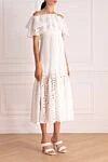 Charo Ruiz White cotton and polyester dress for women - lace, ruffle. 70% cotton, 30% polyester. Country of manufacture: Italy. Care: specialized cleaning - photo 3