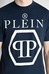 Philipp Plein Футболка из хлопка синий мужская - логотип бренда. 100% хлопок. Страна производитель: Италия. Уход: специализированная чистка - фото 5