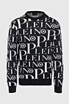 Philipp Plein Black wool and cotton jumper for men - brand lettering pattern. 57% wool, 43% cotton. Country of manufacture: Italy. Care: specialized cleaning - photo 1