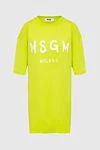 MSGM Әйелдерге арналған сары мақта көйлек - бос пішінді, бренд логотипін басып шығару. Құрамы: 100% мақта. Шығарылған елі: Италия. Күтім: арнайы тазалау - фото 1