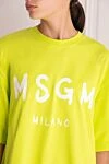 MSGM Әйелдерге арналған сары мақта көйлек - бос пішінді, бренд логотипін басып шығару. Құрамы: 100% мақта. Шығарылған елі: Италия. Күтім: арнайы тазалау - фото 5