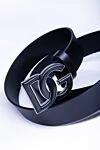 Ремень из кожи черный мужской Dolce & Gabbana - Металлический логотип бренда. 100% кожа. Размер: Ширина 4см. Гвоздик. Страна производитель: Италия. Уход: специализированная чистка - фото 6