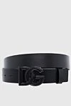 Dolce & Gabbana Ремень из кожи черный мужской - Металлический логотип бренда. 100% кожа. Размер: Ширина 4см. Гвоздик. Страна производитель: Италия. Уход: специализированная чистка - фото 1