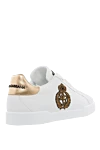 White leather sneakers for men Dolce & Gabbana - logo, coat of arms. 100% genuine leather. lacing. height 2cm. Country of manufacture: Italy. Care: specialized cleaning - photo 4