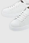 Dolce & Gabbana White leather sneakers for men - logo, coat of arms. 100% genuine leather. lacing. height 2cm. Country of manufacture: Italy. Care: specialized cleaning - photo 5