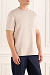 Brunello Cucinelli Beige cotton T-shirt for men - 100% cotton. Country of manufacture: Italy. Care: specialized cleaning - photo 3