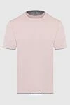 Brunello Cucinelli Pink cotton T-shirt for men - piping on the collar and sleeves. 100% cotton. Country of manufacture: Italy. Care: specialized cleaning - photo 1