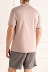 Pink cotton T-shirt for men Brunello Cucinelli - piping on the collar and sleeves. 100% cotton. Country of manufacture: Italy. Care: specialized cleaning - photo 4