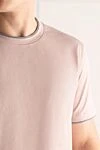 Brunello Cucinelli Pink cotton T-shirt for men - piping on the collar and sleeves. 100% cotton. Country of manufacture: Italy. Care: specialized cleaning - photo 5
