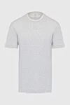 Brunello Cucinelli Gray cotton T-shirt for men - melange, piping on the collar and sleeves. 100% cotton. Country of origin: Italy. Care: specialized cleaning - photo 1