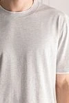 Brunello Cucinelli Gray cotton T-shirt for men - melange, piping on the collar and sleeves. 100% cotton. Country of origin: Italy. Care: specialized cleaning - photo 5