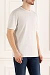 Brunello Cucinelli Gray cotton T-shirt for men - melange, piping on the collar and sleeves. 100% cotton. Country of origin: Italy. Care: specialized cleaning - photo 3