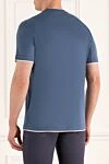 Blue cotton T-shirt for men Brunello Cucinelli - edging on the collar. 100% cotton. Country of origin: Italy. Care: specialized cleaning - photo 4