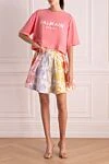 Футболка из хлопка розовая женская розовая Balmain - логотип, свободный крой. 100% хлопок. Страна производитель: Франция. Уход: специализированная чистка - фото 2