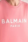 Balmain Футболка из хлопка розовая женская розовая - логотип, свободный крой. 100% хлопок. Страна производитель: Франция. Уход: специализированная чистка - фото 5
