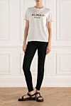 Футболка белая женская Balmain - логотип. 80% полиамид, 20% эластан. Страна производитель: Франция. Уход: специализированная чистка - фото 2