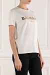 Футболка белая женская Balmain - логотип. 80% полиамид, 20% эластан. Страна производитель: Франция. Уход: специализированная чистка - фото 4