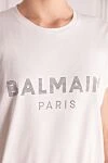 Balmain Футболка из хлопка белая женская - логотип. 100% хлопок. Страна производитель: Франция. Уход: специализированная чистка - фото 5