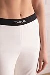 Tom Ford Брюки из хлопка белые женские - контрастный эластичный пояс с логотипом, молнии на штанинах. 99% хлопок, 1% эластан. эластичный пояс. Страна производитель: США. Уход: специализированная чистка - фото 5