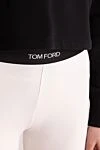 Tom Ford Леггинсы из модала белые женские - контрастный пояс с логотипом. 97% модал, 3% эластан. эластичный пояс. Страна производитель: США. Уход: специализированная чистка - фото 5