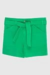 P.A.R.O.S.H. Green cotton shorts for women - Decoration: tie. four pockets. 98% cotton, 2% elastane. zipper, button, belt. Country of manufacture: Italy. Care: specialized cleaning - photo 1