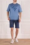 Cotton T-shirt blue for men Zilli - picture print. 100% cotton. Country of manufacture: Italy. Care: specialized cleaning - photo 2