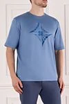 Zilli Cotton T-shirt blue for men - picture print. 100% cotton. Country of manufacture: Italy. Care: specialized cleaning - photo 3