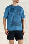 Zilli Cotton T-shirt blue for men - picture print, logo. 100% cotton. Country of manufacture: Italy. Care: specialized cleaning - photo 3