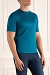 Zilli Cotton T-shirt blue for men - 100% cotton. Country of manufacture: Italy. Care: specialized cleaning - photo 3