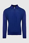 Zilli Long Sleeve Polo in Silk and Cashmere blue for men - Contrasting pattern. Long sleeve. 60% cashmere, 40% silk. Closure: Zipper. Country of manufacture: Italy. Care: specialized cleaning - photo 1