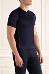 Zilli Cotton T-shirt blue for men - 100% cotton. Country of manufacture: Italy. Care: specialized cleaning - photo 3