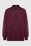 Zilli Long-sleeve polo in silk, cashmere and crocodile skin burgundy for men - Crocodile leather inserts, contrasting pattern. Long sleeve. 60% cashmere, 40% silk, crocodile skin. Closure: Zipper. Country of manufacture: Italy. Care: specialized cleaning - photo 1