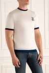 Zilli White cotton T-shirt for men - contrast piping, logo print. 100% cotton. Country of manufacture: Italy. Care: specialized cleaning - photo 3