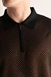 Zilli Men's long sleeve brown polo shirt with jacquard pattern and contrasting inserts - Contrasting pattern. Long sleeve. 60% cashmere, 40% silk. Closure: Zipper. Country of manufacture: Italy. Care: specialized cleaning - photo 5